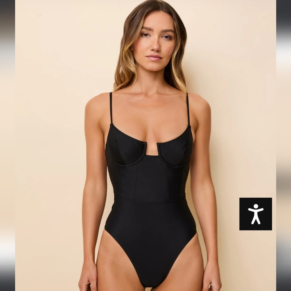 SOLID & STRIPED Black One Piece Swimsuit